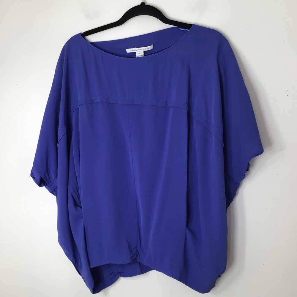 Diane Von furstenburg Silk Relaxed Dolman Top in Periwinkle Blue
